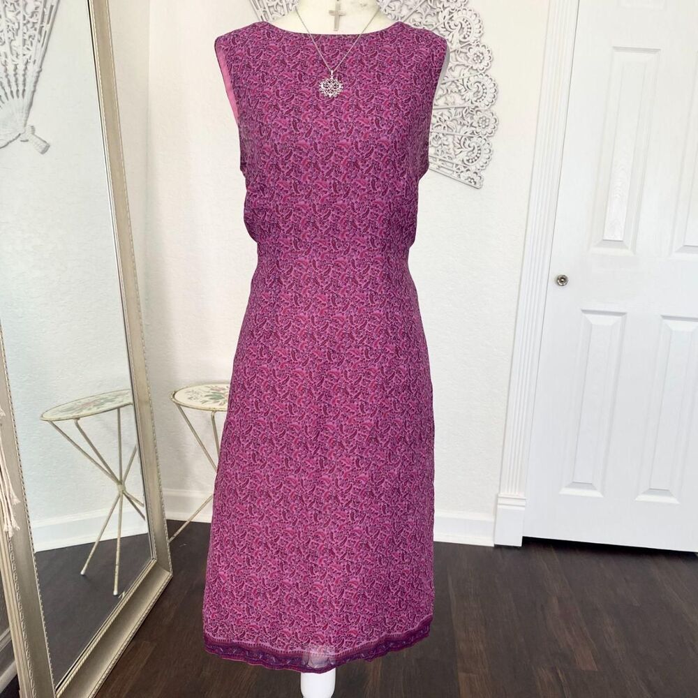 Fairy Coquette Purple Pink Floral Mesh Midi Dress Size 10 / M